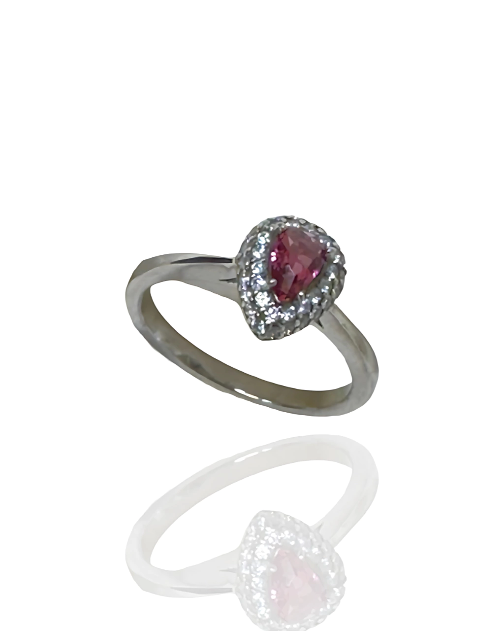 Anel Zircônia Cravejada Rosa - Prata 925