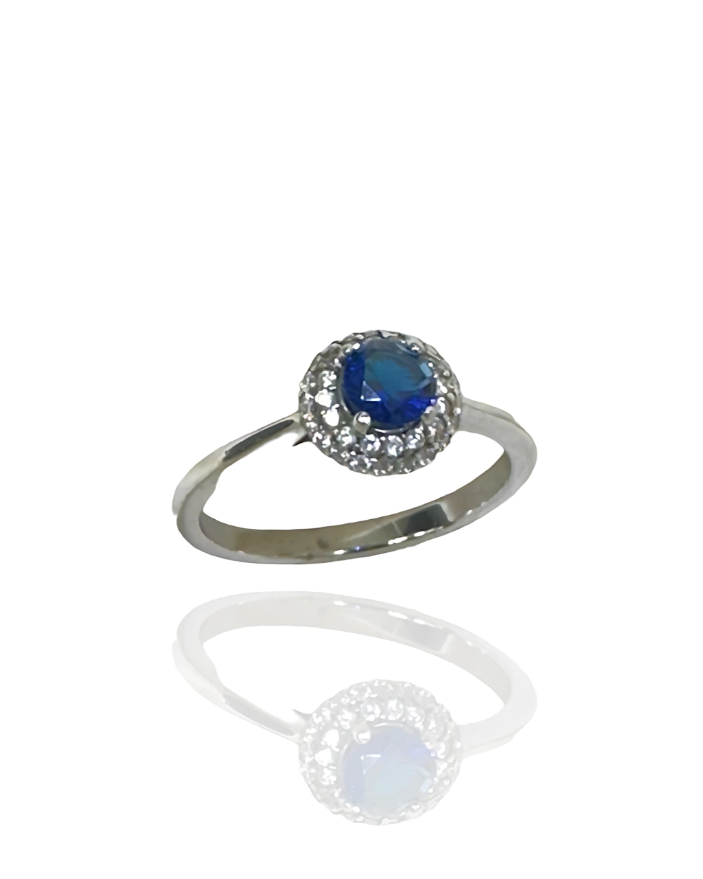 Anel Zircônia Cravejada Azul - Prata 925