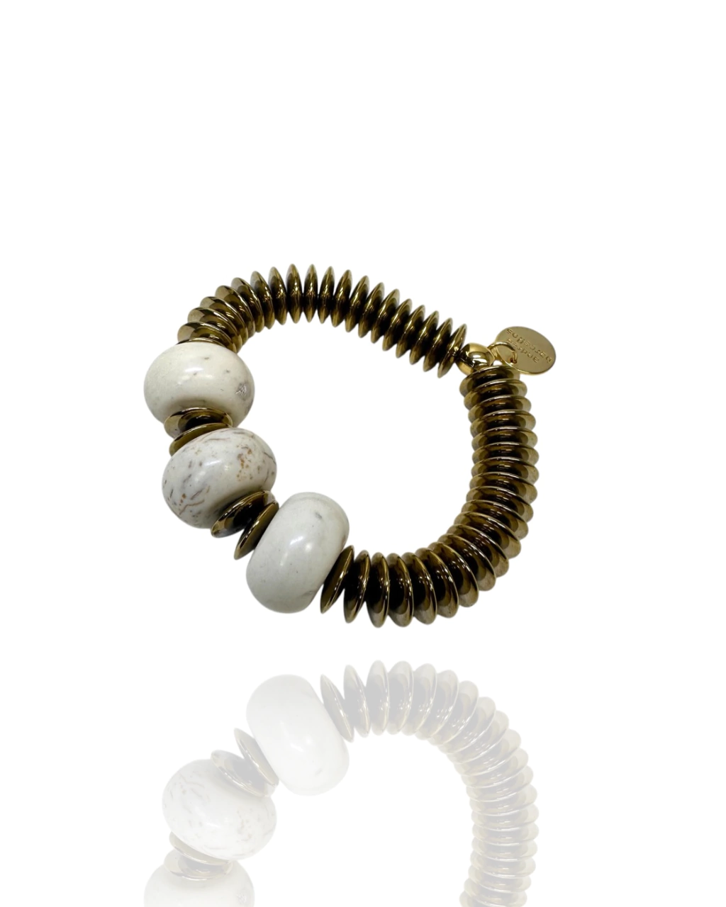 Pulseira Howlita Cappuccino & Hematitas