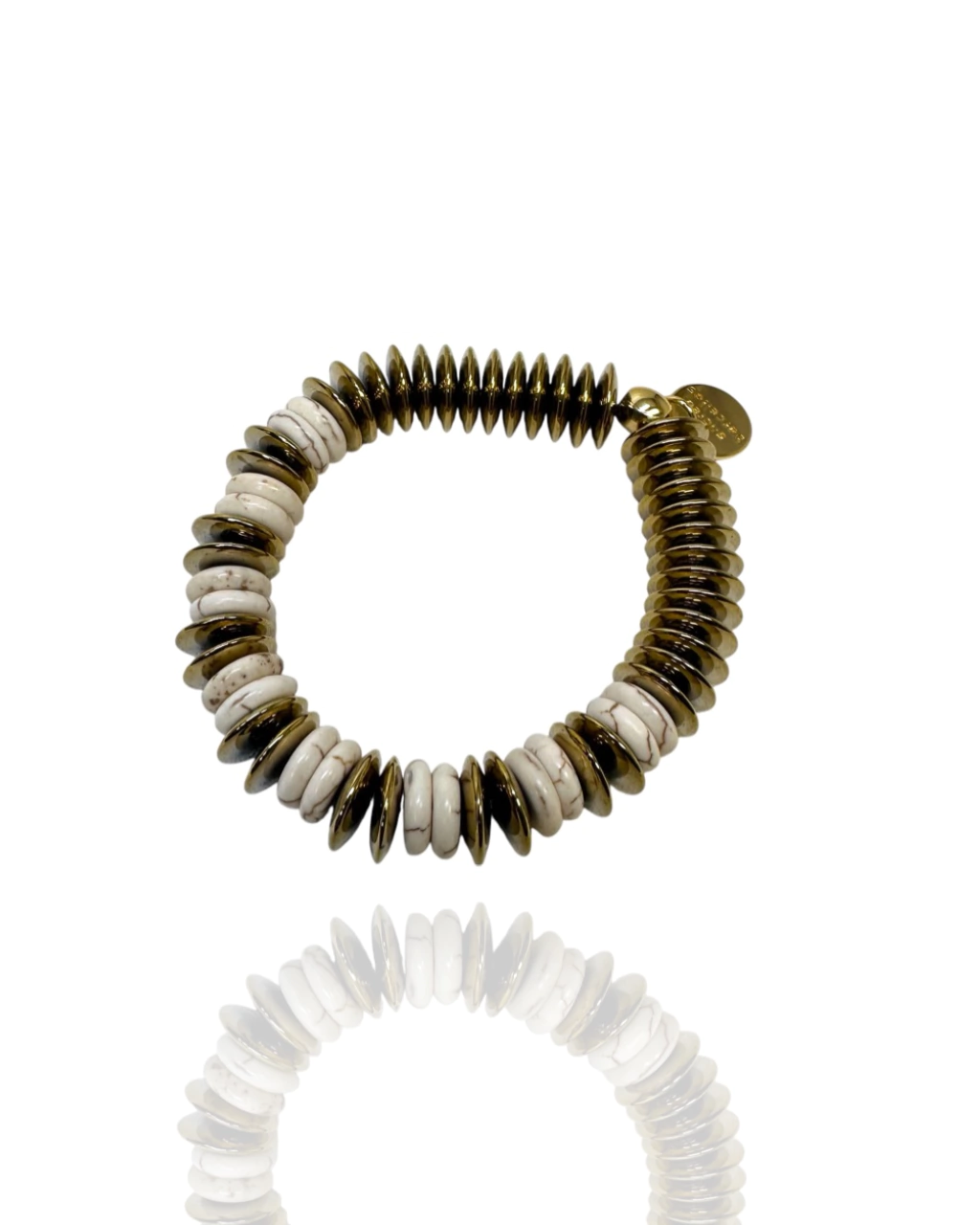 Pulseira Basic Howlita Cappuccino & Hematitas