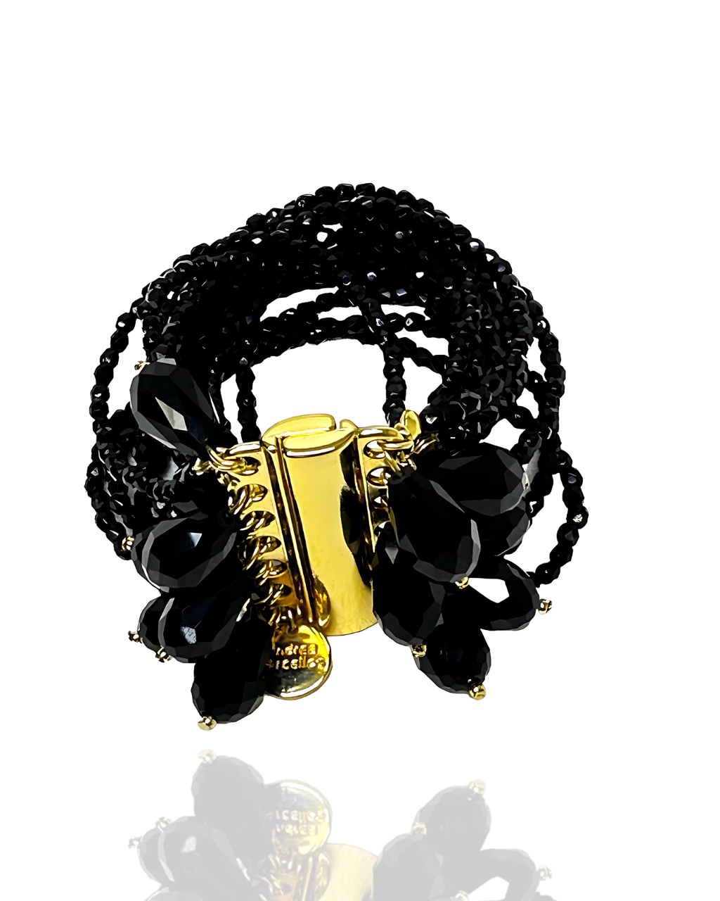 Bracelete Seven - Espinélio Negro & Gotas de Ônix