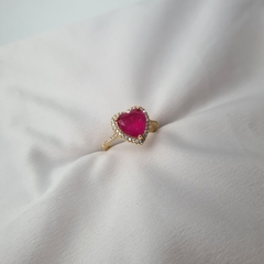 Anel Coração Rosa