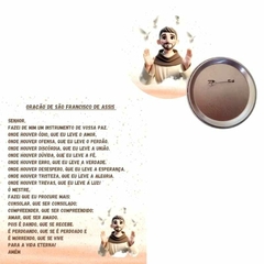 Botton com cartão de oração de São Francisco de Assis