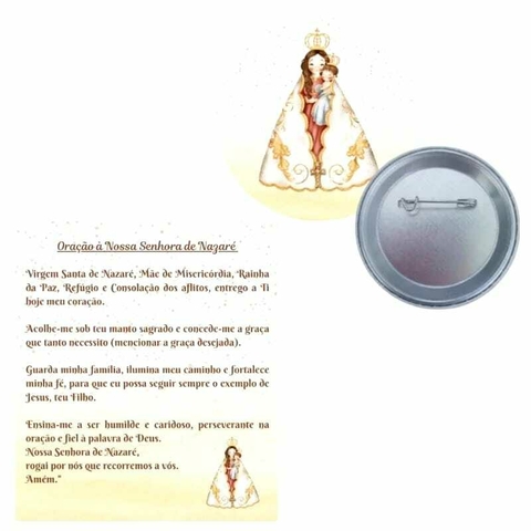 Botton com cartão de oração de Nossa Senhora de Nazaré