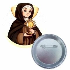 Botton com cartão de oração de Santa Clara