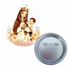 Botton com cartão de oração de Nossa Senhora do Carmo