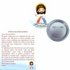 Botton com cartão de oração de Jesus Misericordioso