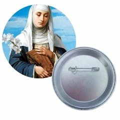 Botton com cartão de oração de Santa Catarina de Senna