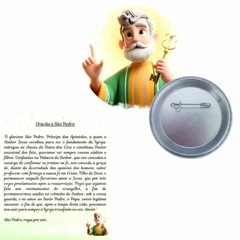 Botton com cartão de oração de São Pedro