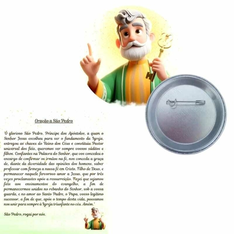Botton com cartão de oração de São Pedro