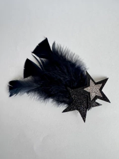 Presilha Carnaval Estrelas e Penas em Preto - loja online