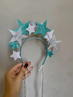 Tiara Carnaval Estrelas Azul e Prata - comprar online
