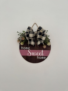 Guirlanda de Porta Home Sweet Home - Pompons e Afins
