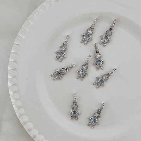Pingente Filhos Menino com zircônia Turquesa