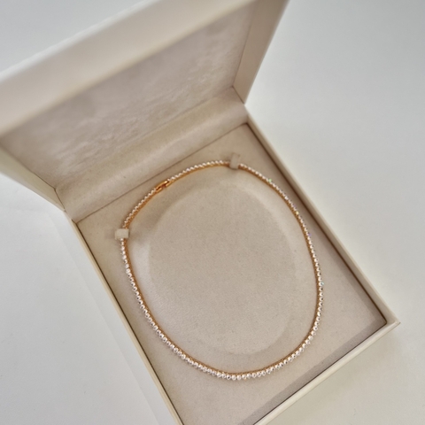 Colar Riviera Alongado 3mm Zircônias Ouro 50cm