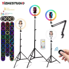 Foto led anel de luz 26cm selfie anel lâmpada com tripé clipe de telefone pode - Monteiro Imports 
