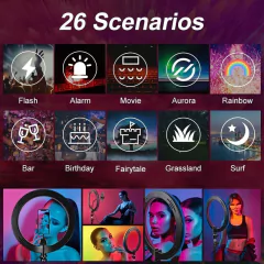 Foto led anel de luz 26cm selfie anel lâmpada com tripé clipe de telefone pode - loja online