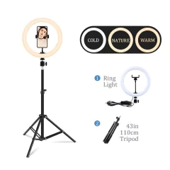 Foto led anel de luz 26cm selfie anel lâmpada com tripé clipe de telefone pode na internet