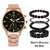 Novo relógio masculino conjunto de pulseiras de luxo fashion business couro marrom quartzo pulso W na internet