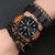 Novo relógio masculino conjunto de pulseiras de luxo fashion business couro marrom quartzo pulso W