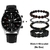 Imagem do Novo relógio masculino conjunto de pulseiras de luxo fashion business couro marrom quartzo pulso W