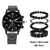 Novo relógio masculino conjunto de pulseiras de luxo fashion business couro marrom quartzo pulso W