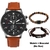 Imagem do Novo relógio masculino conjunto de pulseiras de luxo fashion business couro marrom quartzo pulso W