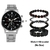Novo relógio masculino conjunto de pulseiras de luxo fashion business couro marrom quartzo pulso W - loja online