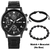 Novo relógio masculino conjunto de pulseiras de luxo fashion business couro marrom quartzo pulso W na internet