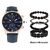 Imagem do Novo relógio masculino conjunto de pulseiras de luxo fashion business couro marrom quartzo pulso W