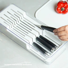 ORGANIZADOR DIAMOND P/ FACAS 40 X 15 X 7,5 CM CRISTAL - loja online
