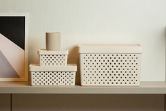 CESTO ORGANIZADOR C/ TAMPA 39 X 29 X 24 CM QUADRATTA CREME - comprar online