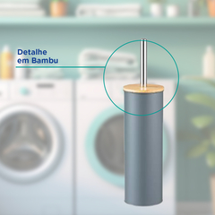 ESCOVA SANITARIA C/ TAMPA DE BAMBU E SUPORTE SOFT CINZA - Utilita Mais - Sua loja de utilidades para facilitar o seu dia a dia