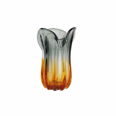 VASO DECOR MURANO 15X23 CM AMBER COM CINZA QUARTZO