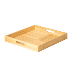 Bandeja Quadrada De Bambu C/ Alca 37,5x37,5x5 Cm