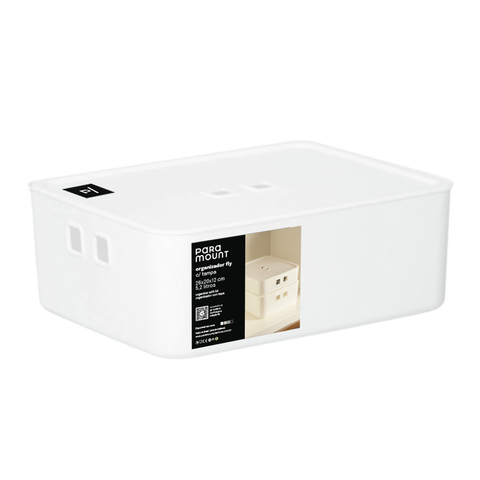 Organizador C/ Tampa 26x20x12 Cm Fly 5,2 Lts Branco