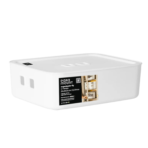 Organizador C/ Tampa 26x20x8 Cm Fly 3,5 Lts Branco