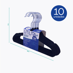 Cabide Veludo Infantil Slim Preto Kit 10 pçs - comprar online