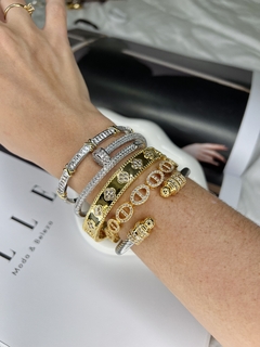 Bracelete Trevos Cravejado - Dourado 2107 na internet