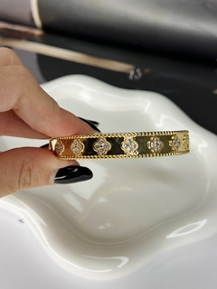 Bracelete Trevos Cravejado - Dourado 2107
