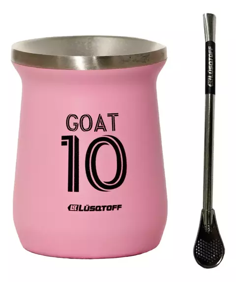 Mate Inox 300ml Rosa Bombilla 18cm Lusqtoff - comprar online