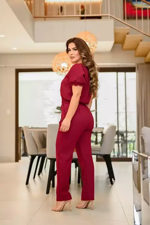 Conjunto feminino blusa de manga bufante e calça alfaiataria para mulheres, aga