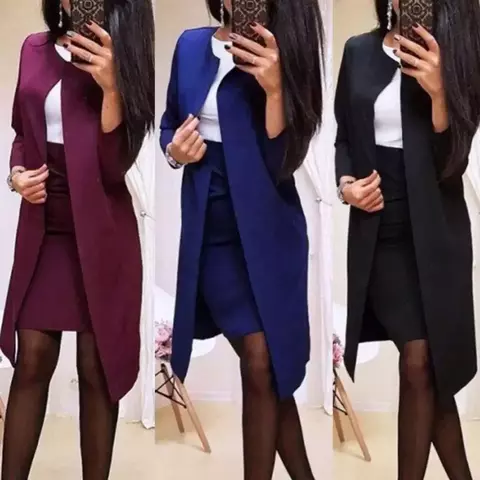 Bwq feminino saia ternos blazer trabalho pantsuits ol uniforme de negócios form - comprar online