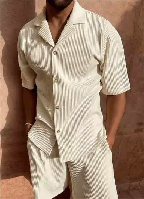 Primavera/verão terno cor sólida veludo shorts manga camisa e shorts estiramen