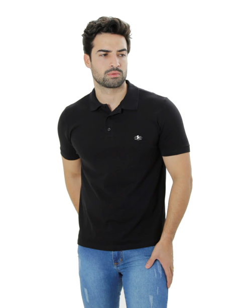 Camiseta Polo PIMA masculina DAN'S preta
