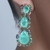 Brinco 3 zircônias cristal turmalina verde - Em ouro 18k