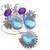 Conjunto flor blue ligth com ultra violet e zircônias - Semijoia em Ouro 18K