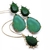 Conjunto gotas esmeralda fusion com zircônias - Semijoia em Ouro 18K