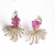 Brinco Rosa Fucsia fusion e cristais com zircônias - Em ouro 18k