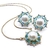 Conjunto pérola com zircônias e cristais blue ligth - Semijoia em Ouro 18K - comprar online
